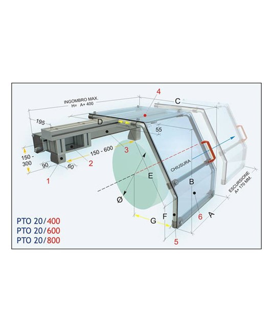 Riparo scorrevole per Tornio parallelo Riparo scorrevole per Tornio parallelo
